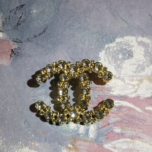 Elegant Gold and Silver Crystal Brooch